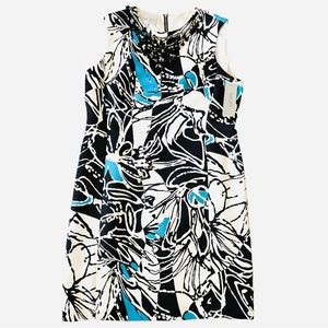 Teri Jon Sportswear Dress size 14 blue/black/white print embellished